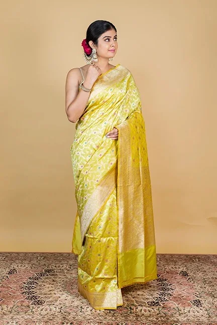 Elegant Yellow Banarasi Silk Saree
