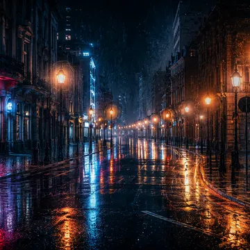 Rainy Neon City Street