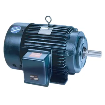 Black industrial electric motor with mounting bracket and shaft