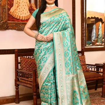 Elegant Green Banarasi Silk Saree for Women