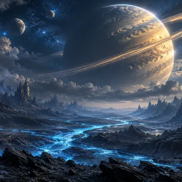 Alien Planet and Giant Ringed World
