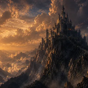 Dark Fantasy Castle on the Mountain