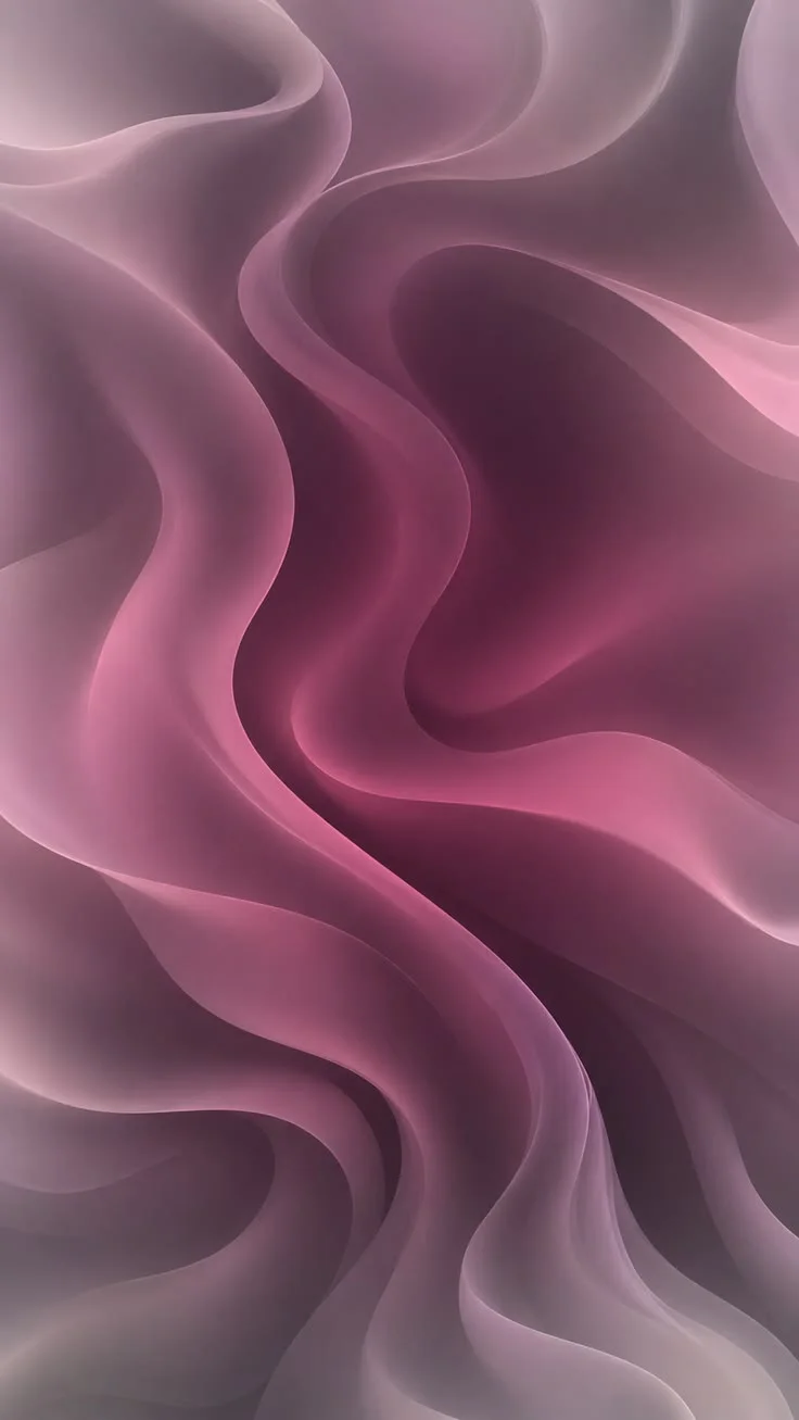 Abstract digital artwork featuring flowing ribbons of mauve and magenta in soft gradients