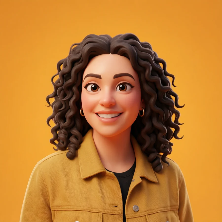 The same photograph rendered as a glossy 3D animated movie character